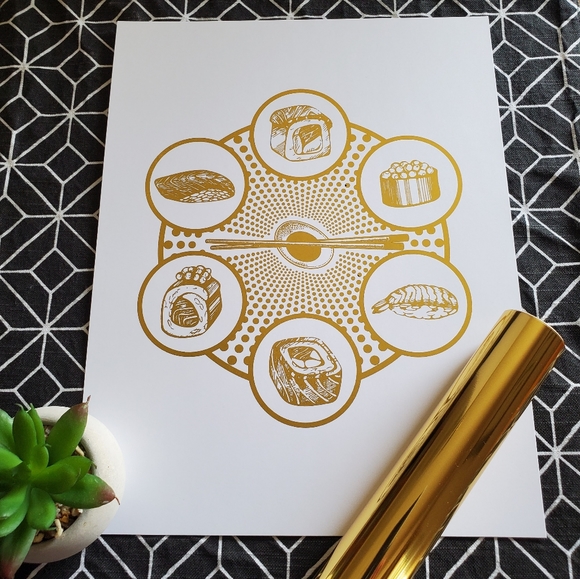 Real Gold Foil Print Sushi Wall Art - Picture 4 of 5